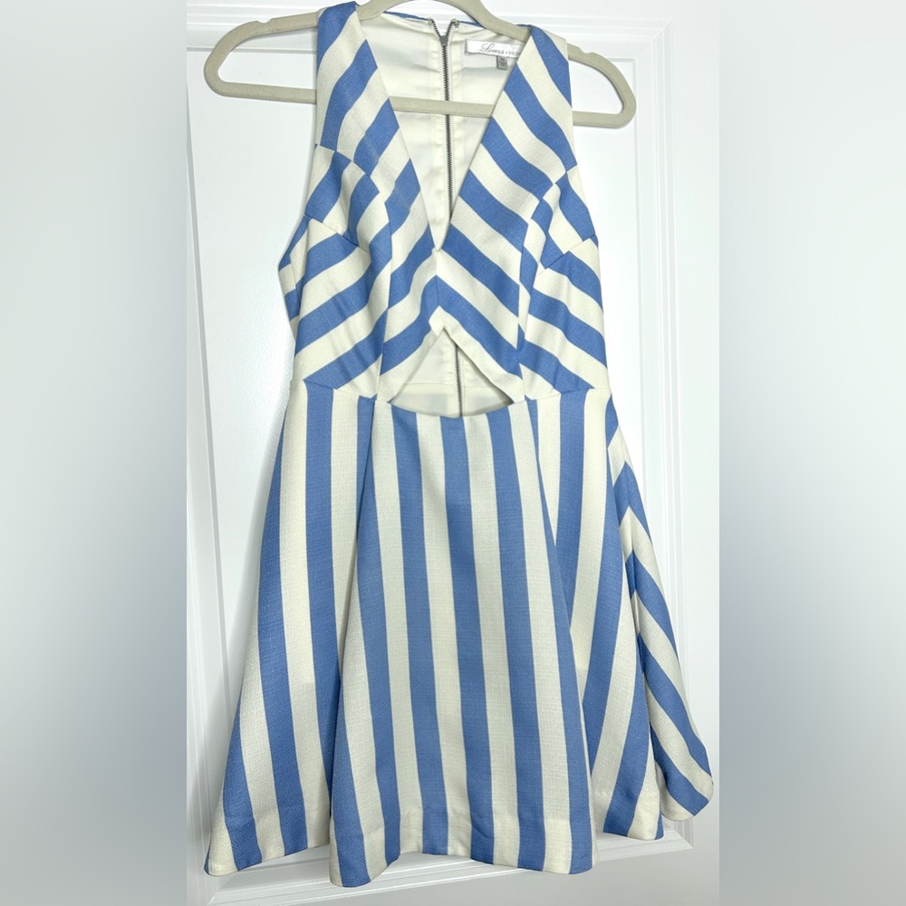 Lovers + Friends Classic Blue and White Striped Sleeveless Dress